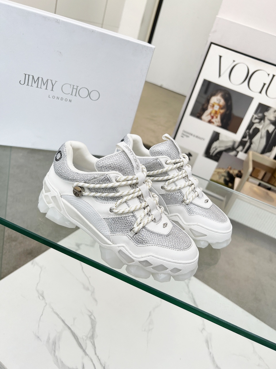 Jimmy Choo Diamond X II M Dad Sneakers Silver/White
