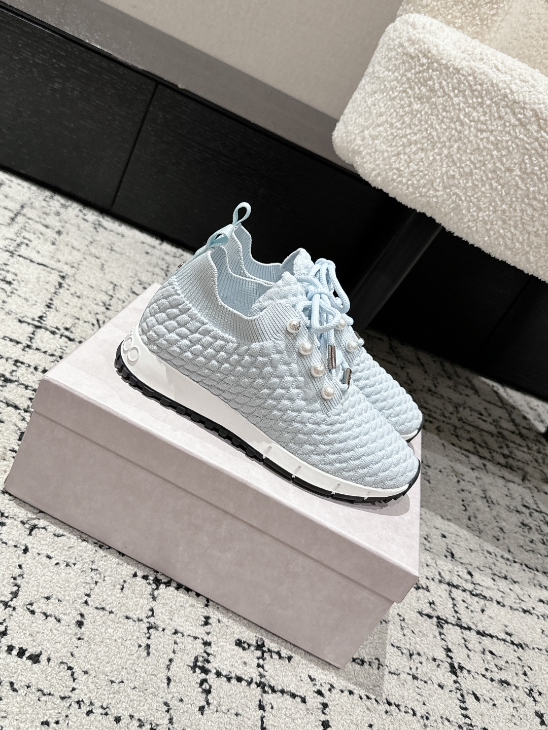 Jimmy Choo Knit Sock Sneakers Light Blue