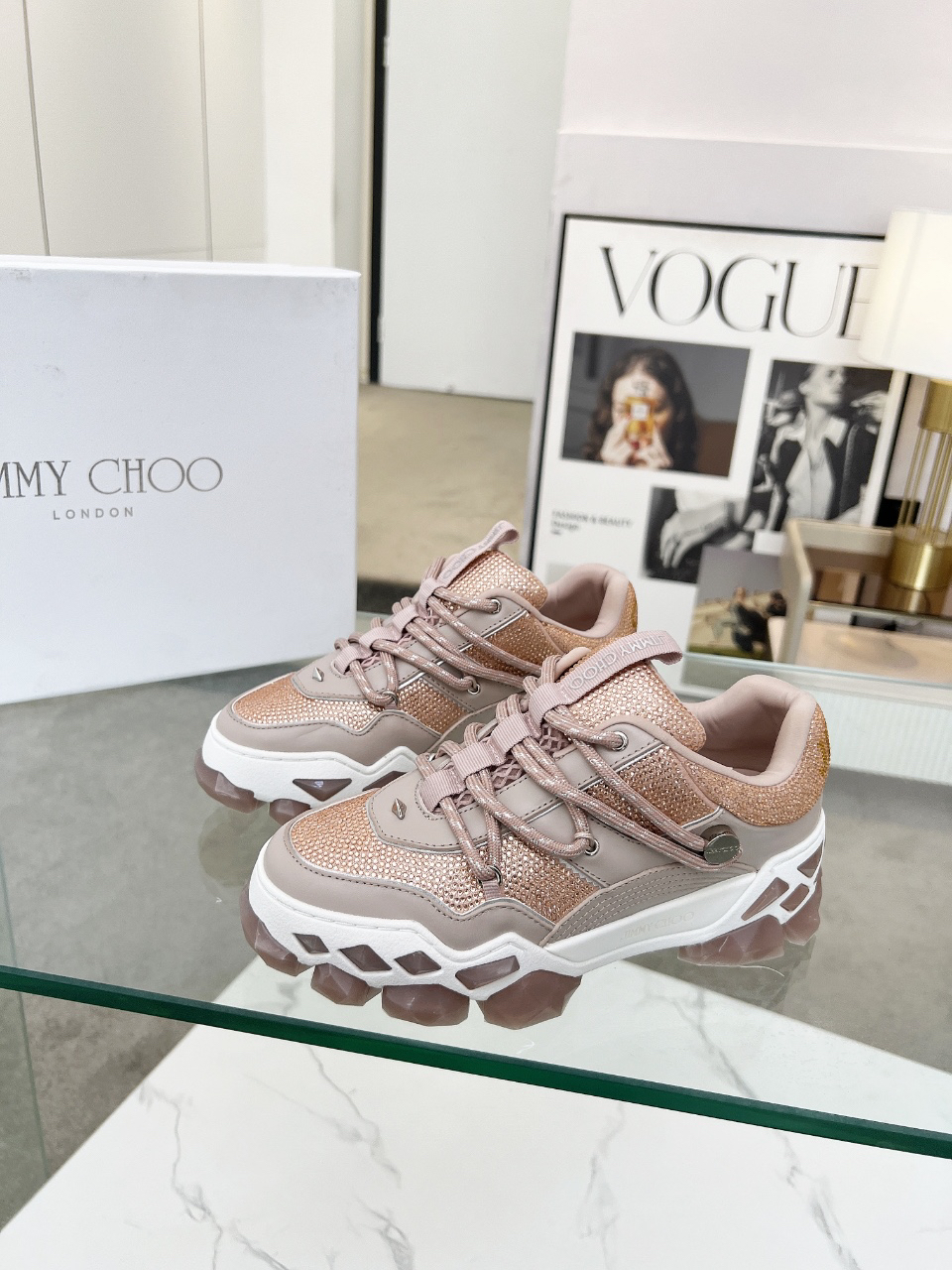 Jimmy Choo Diamond X II Dad Sneakers Pink
