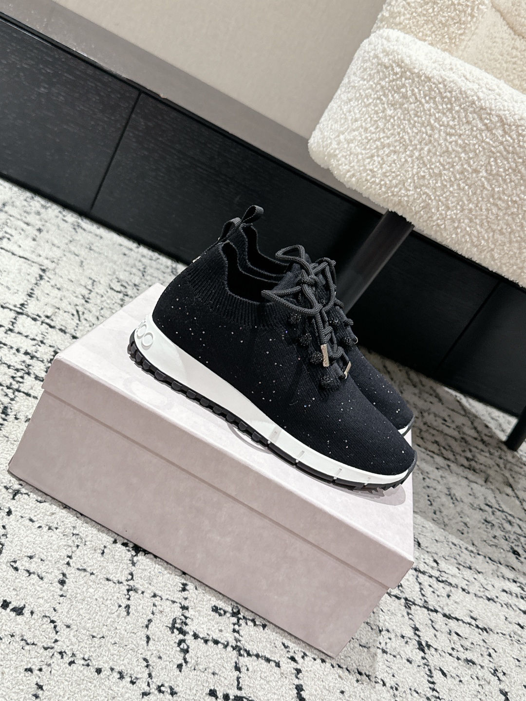 Jimmy Choo Knit Sock Sneakers Black