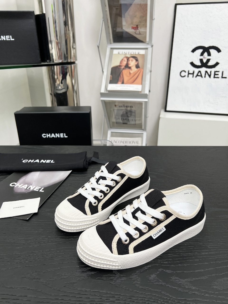 Chanel Vintage Canvas Sneakers Black