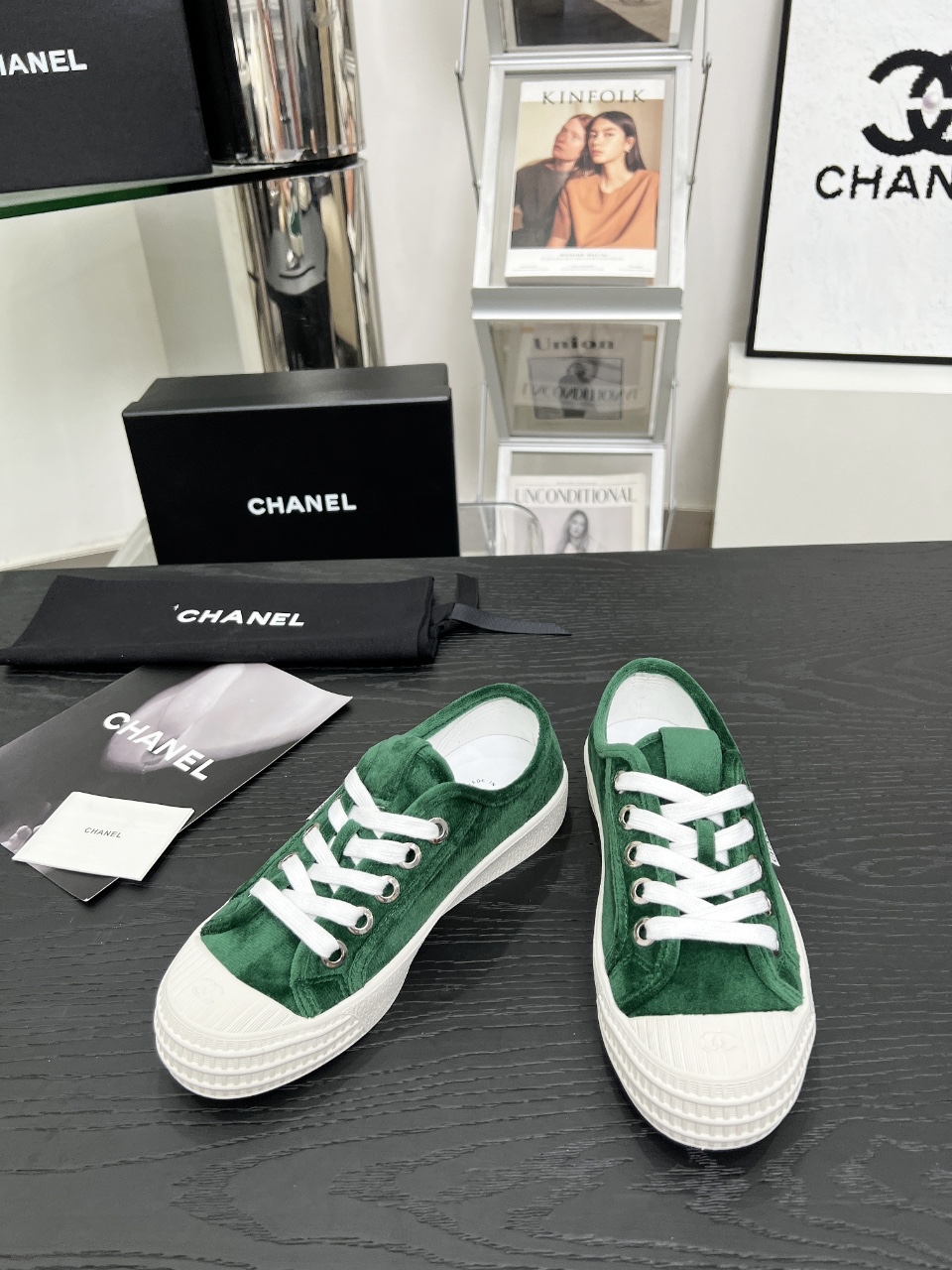 Chanel Vintage Suede Sneakers Green