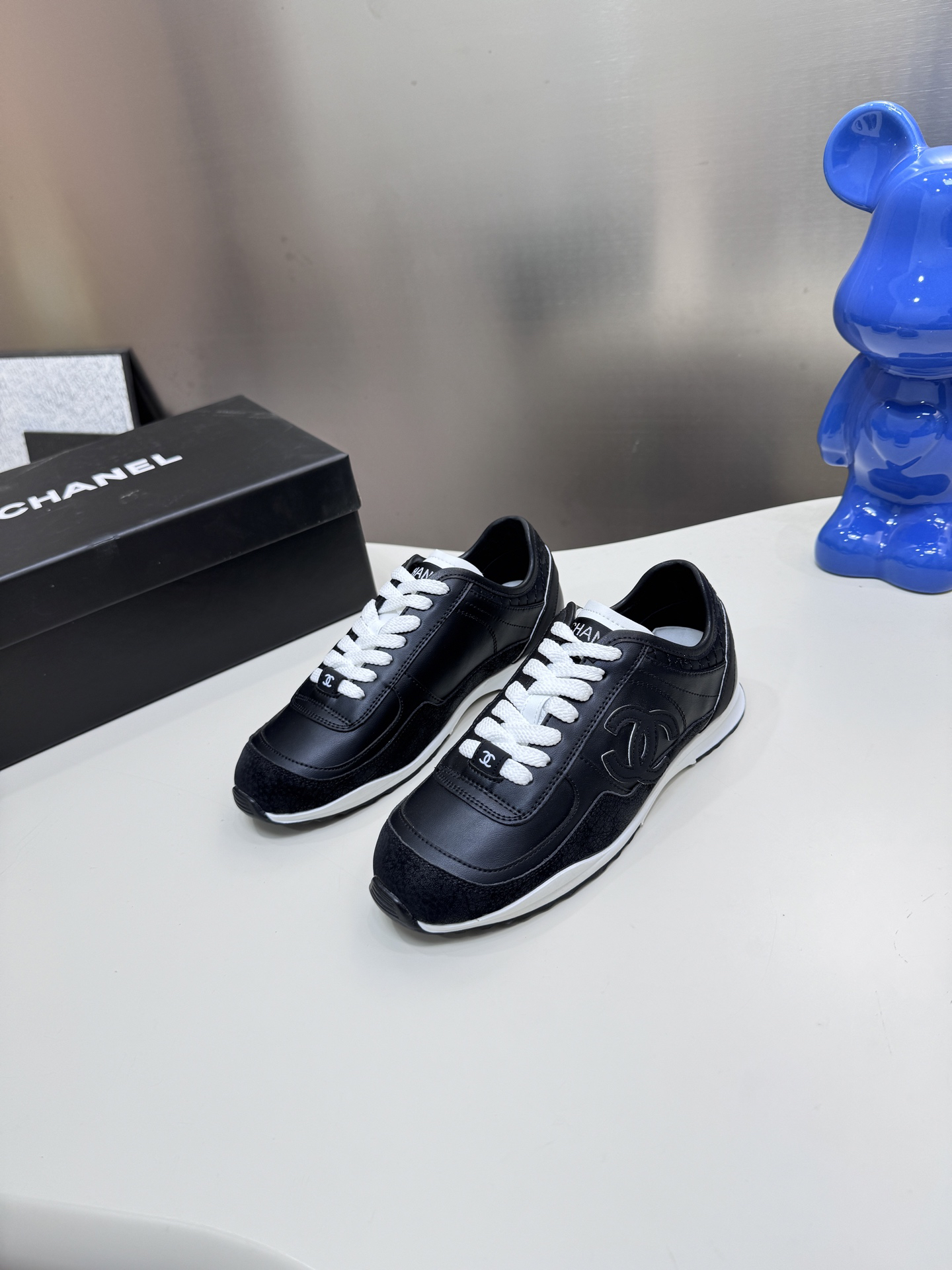 Chanel Platform Panda Sneakers Black