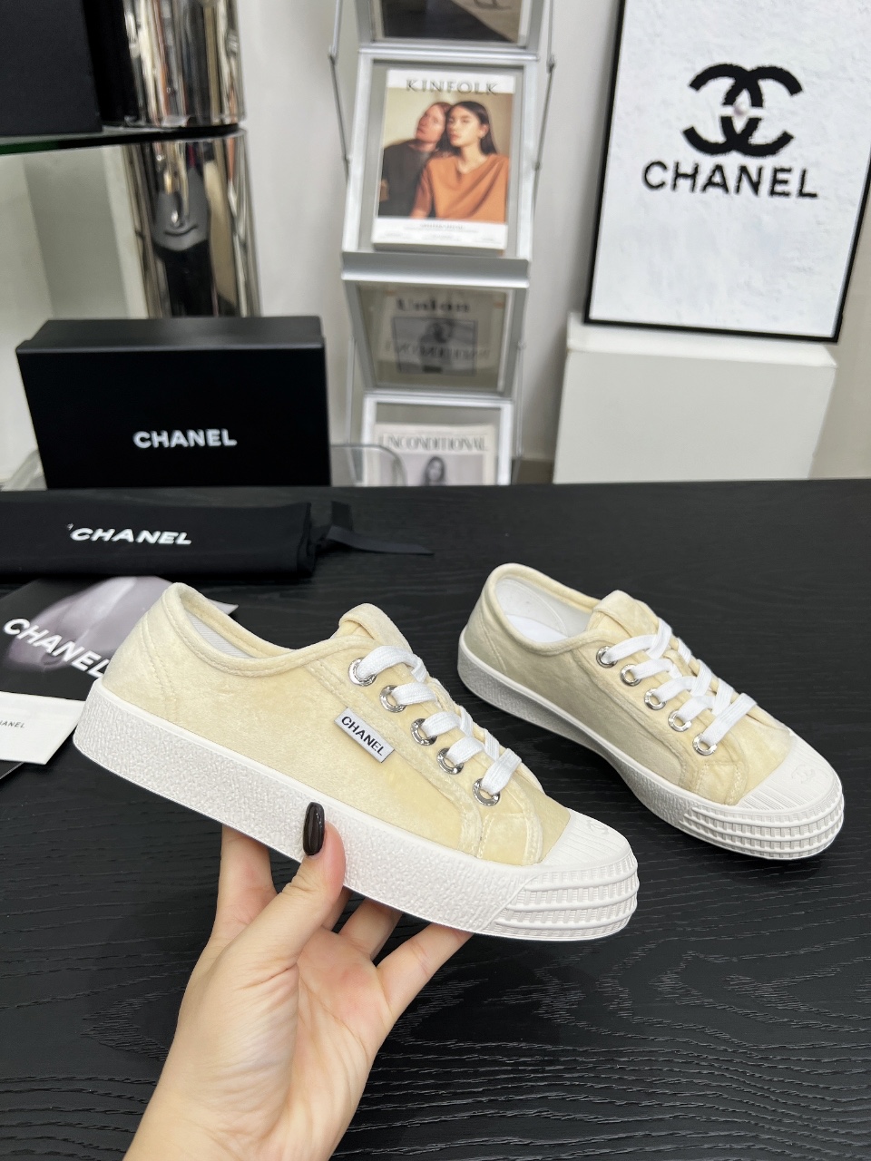 Chanel Vintage Low-Top Sneakers Beige