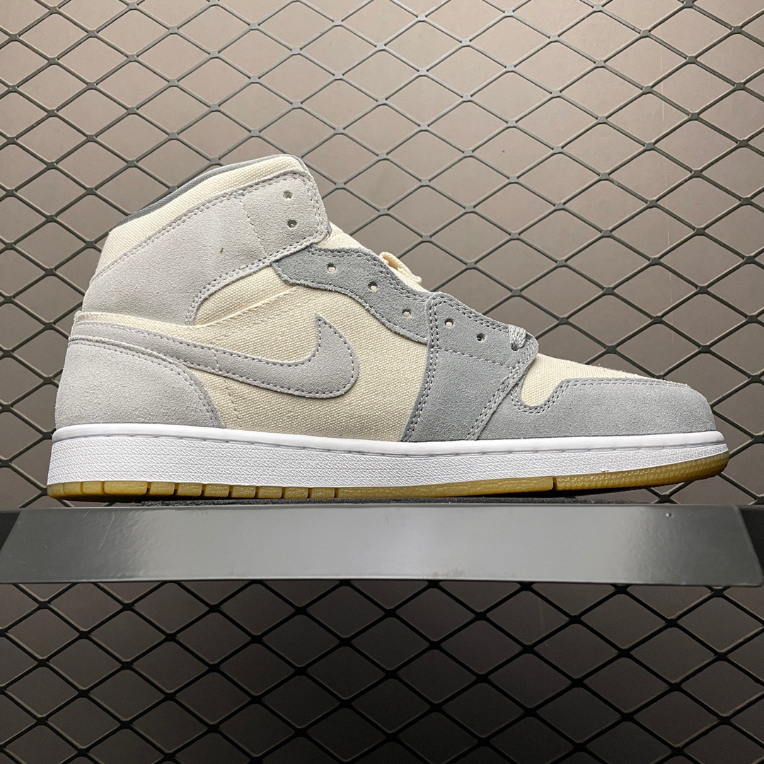 Jordan 1 Mid Canvas Suede Sneakers Grey