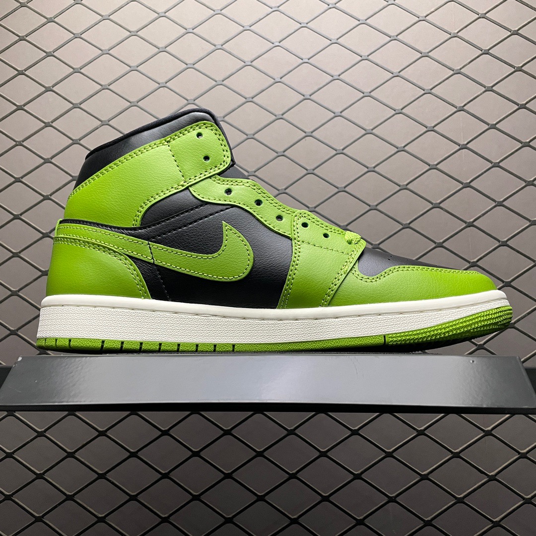 Jordan 1 Mid Leather Sneakers Lime Green/Black