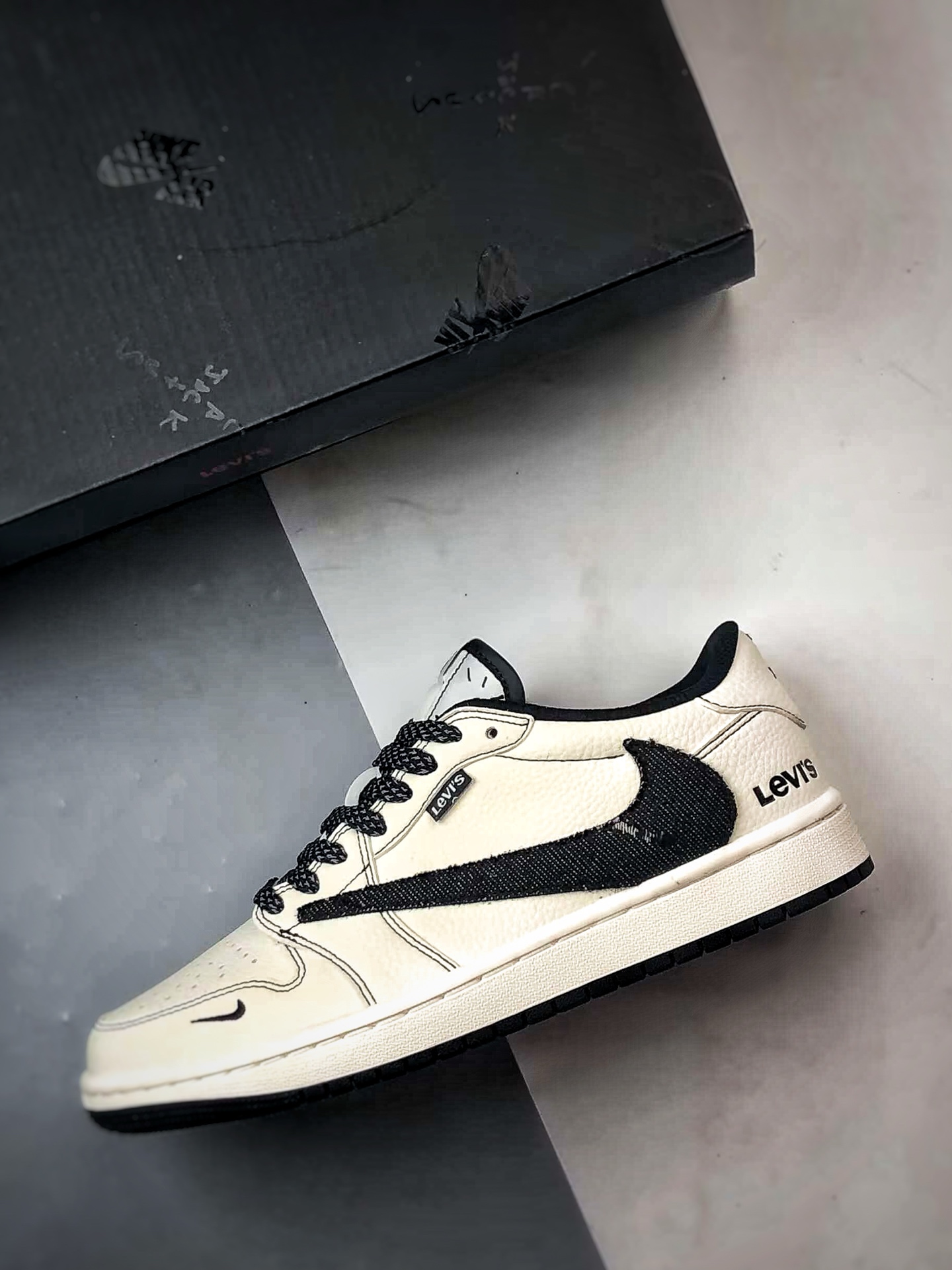 Jordan 1 Low OG Denim Swoosh Sneakers Black/White