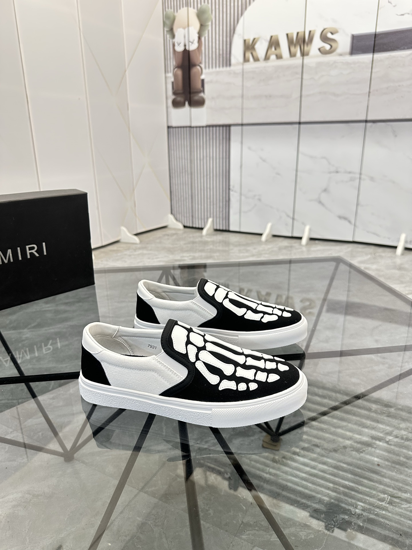 Amiri Skeleton Slip-On Sneakers Black/White