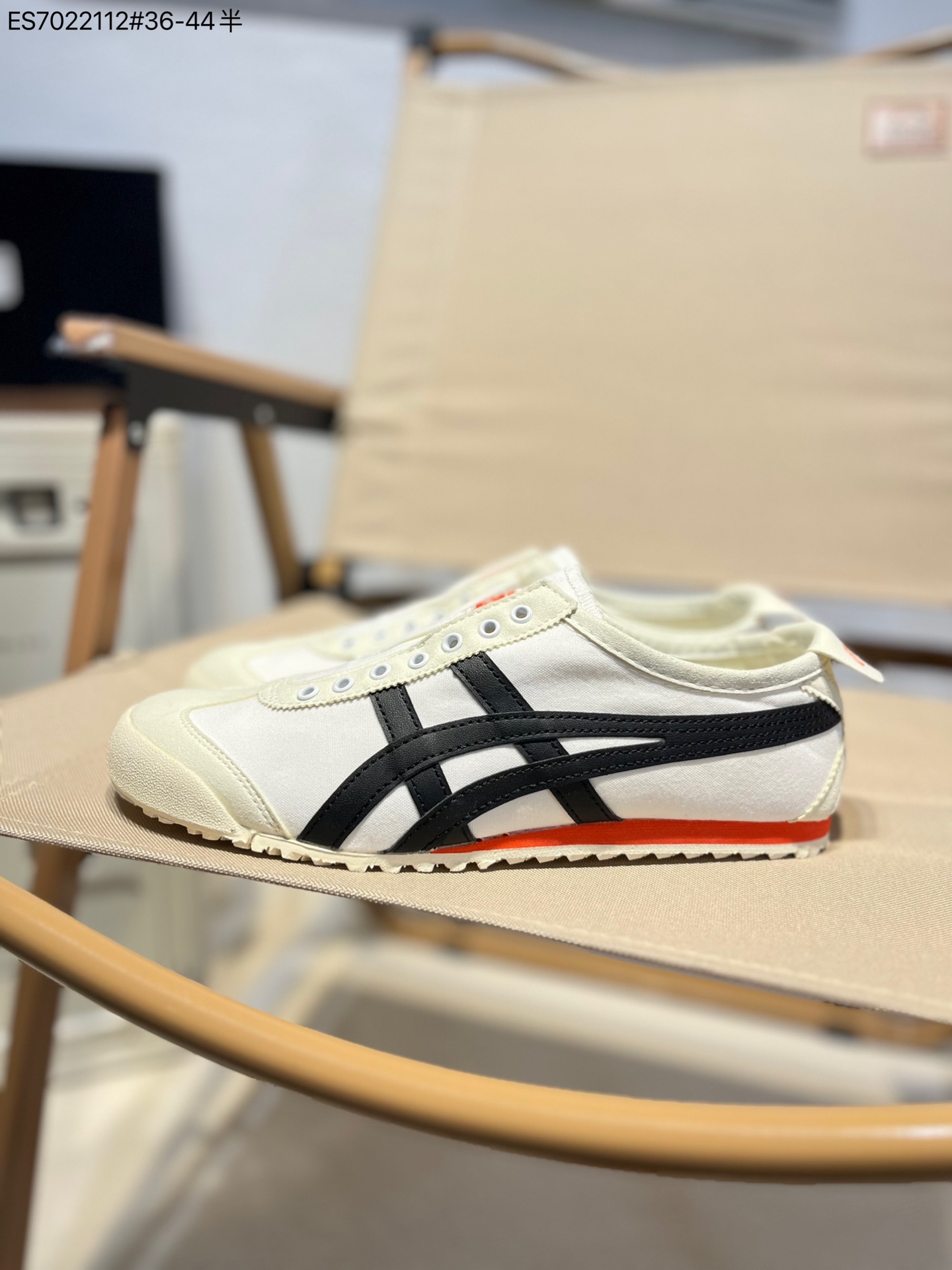 Onitsuka Tiger Slip-On Canvas Sneakers White/Black/Red