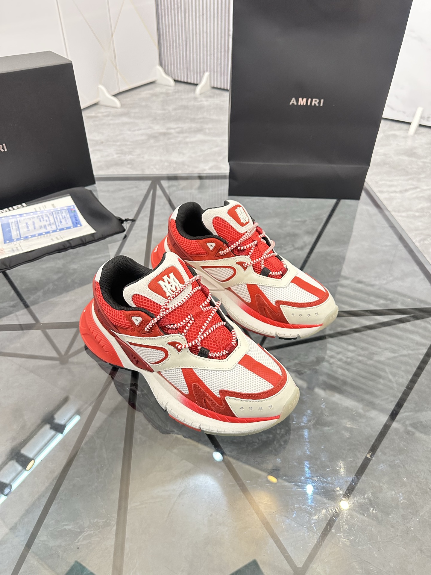 AMIRI Low-Top Casual Sneakers Red/White