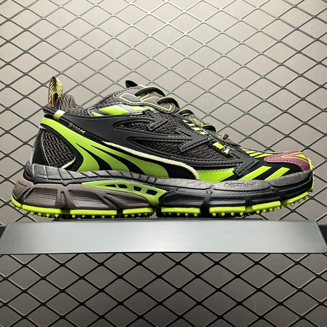 Off-White Low-Top Retro Sneakers Black/Green