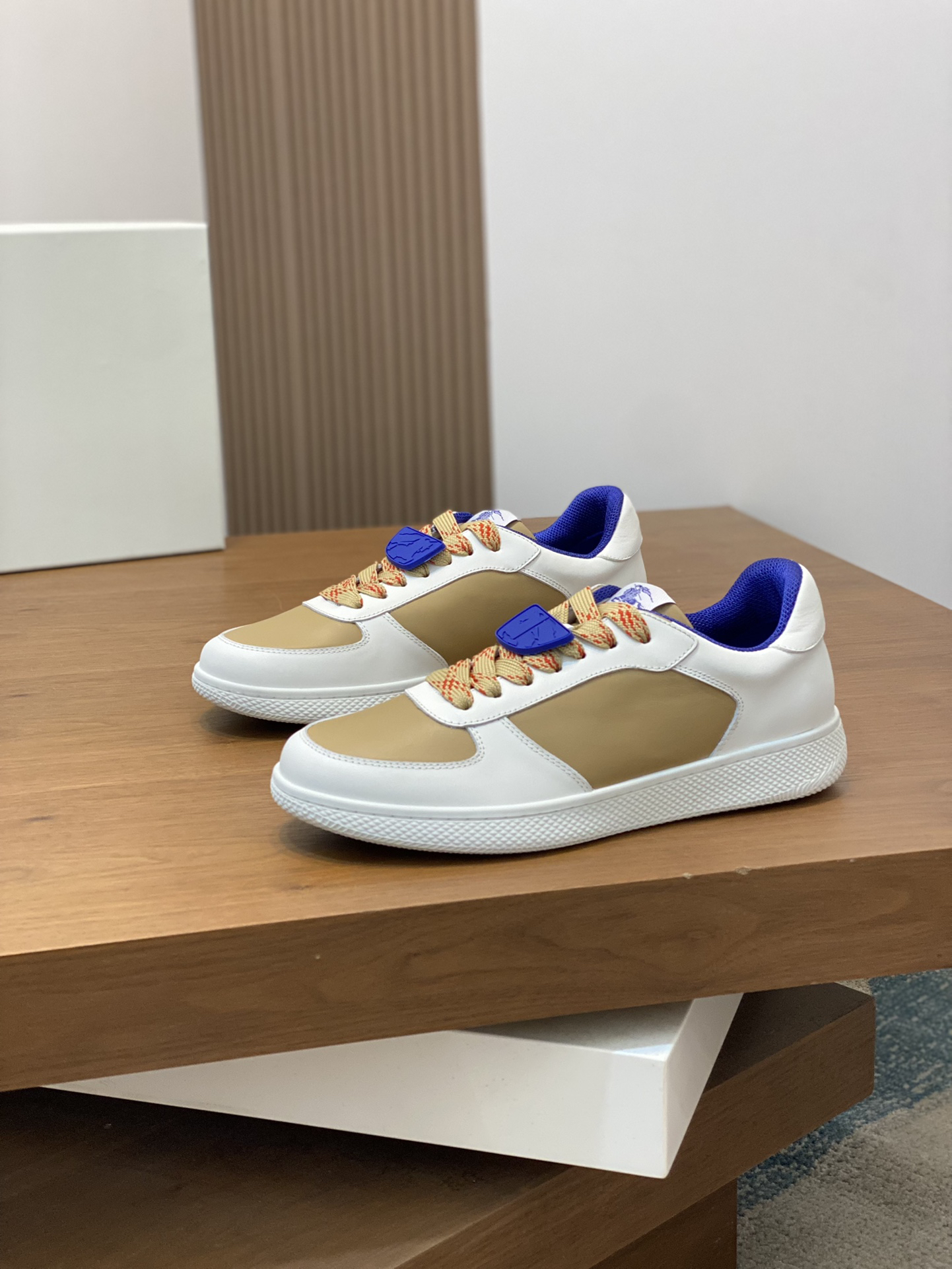 Burberry Leather Low-Top Sneakers Khaki