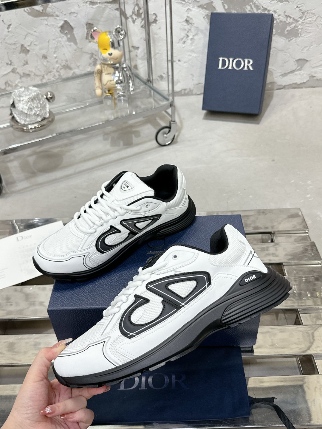 Dior B30 Reflective Dad Sneakers White/Black