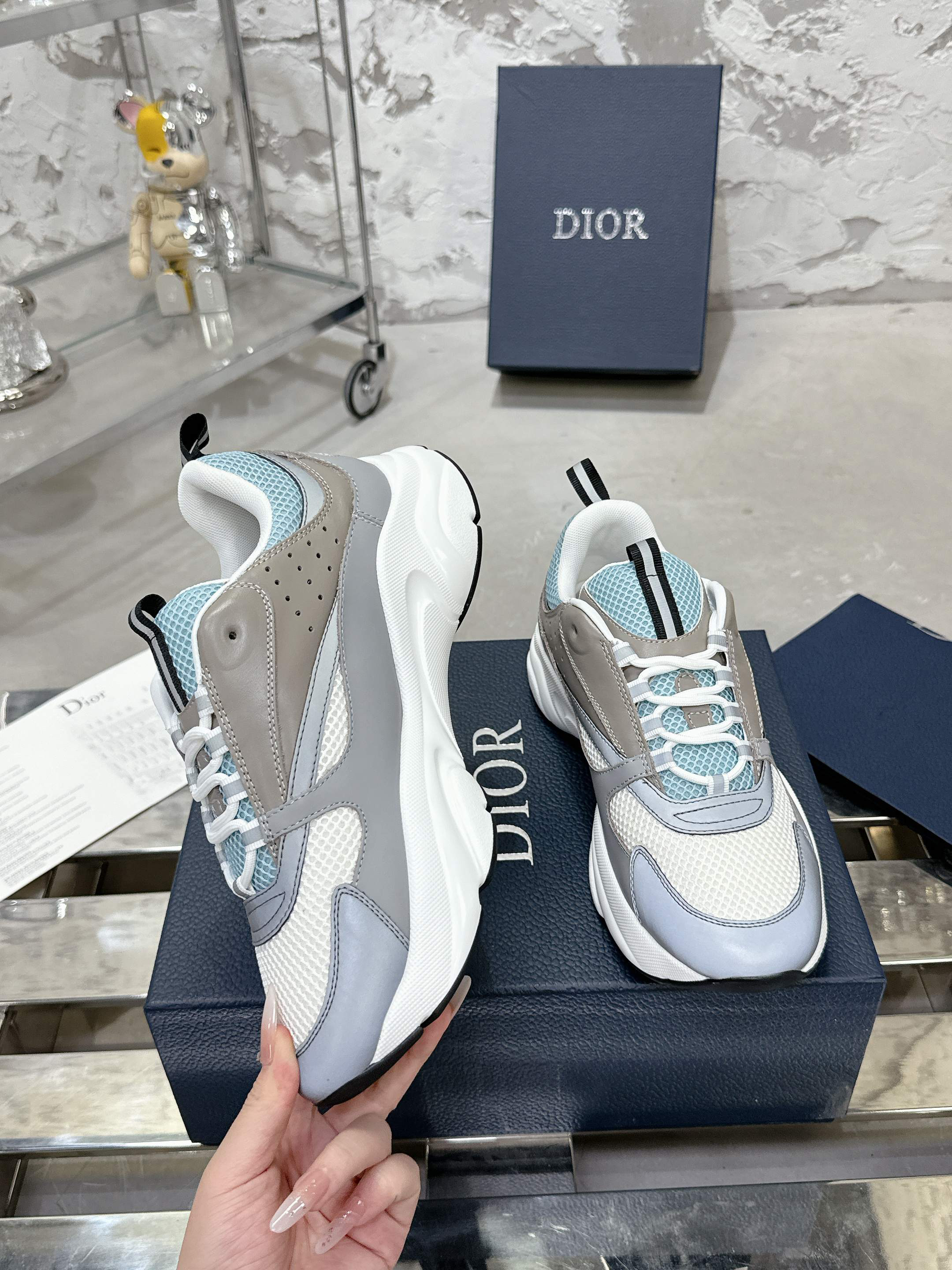 Dior B22 Mesh Runner Sneakers Grey