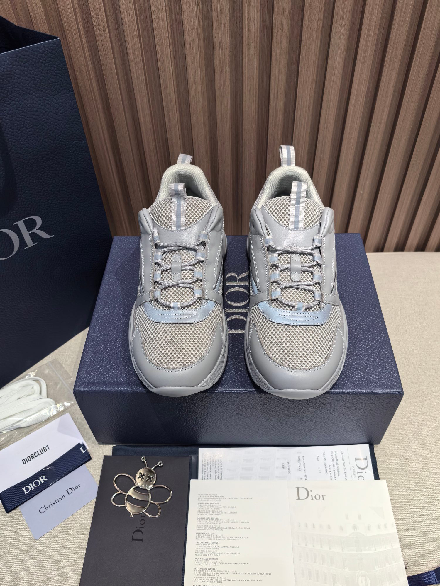 Dior B22 Mesh Leather Sneakers Grey