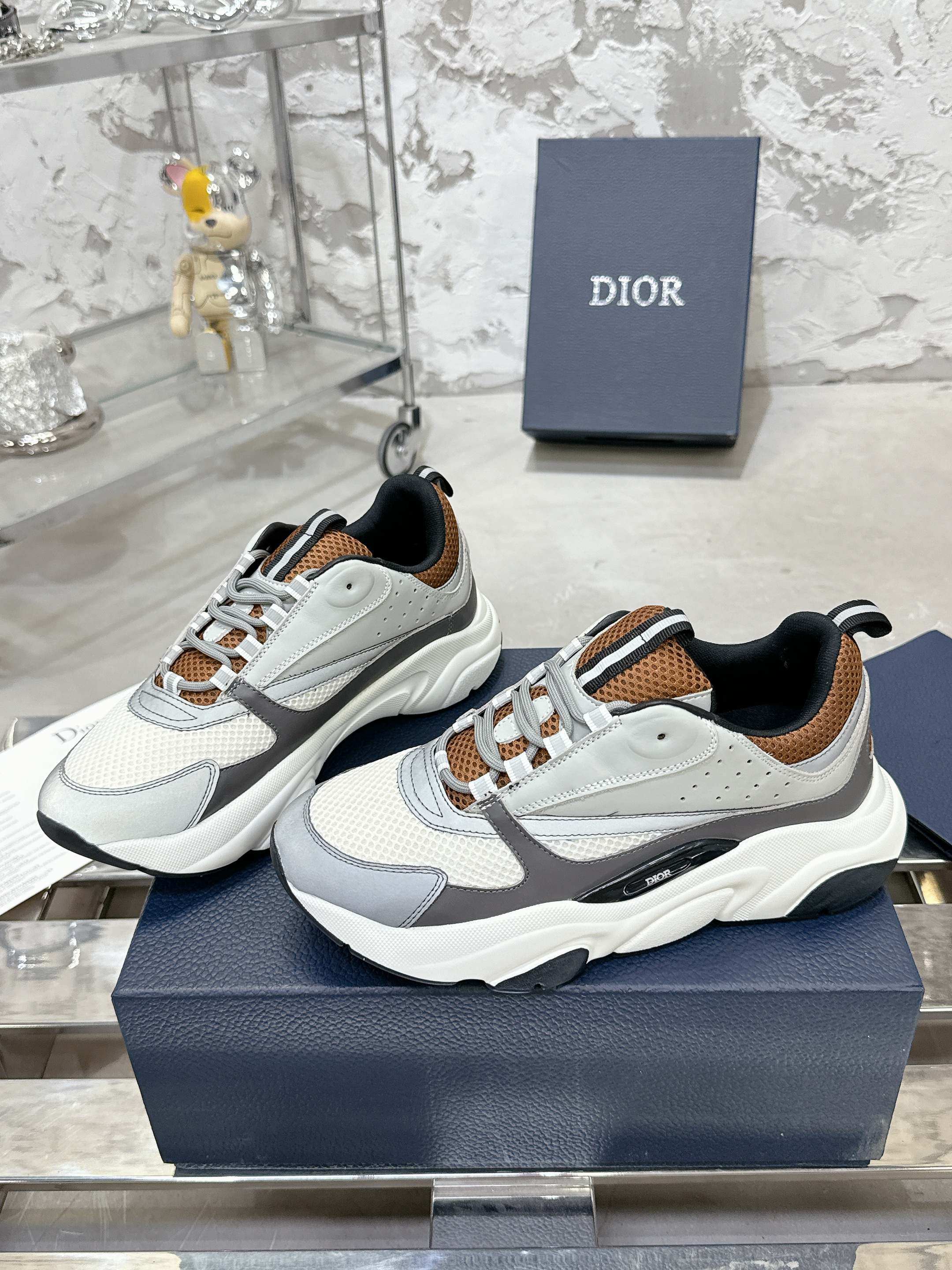 Dior B22 Mesh Casual Sneakers Grey