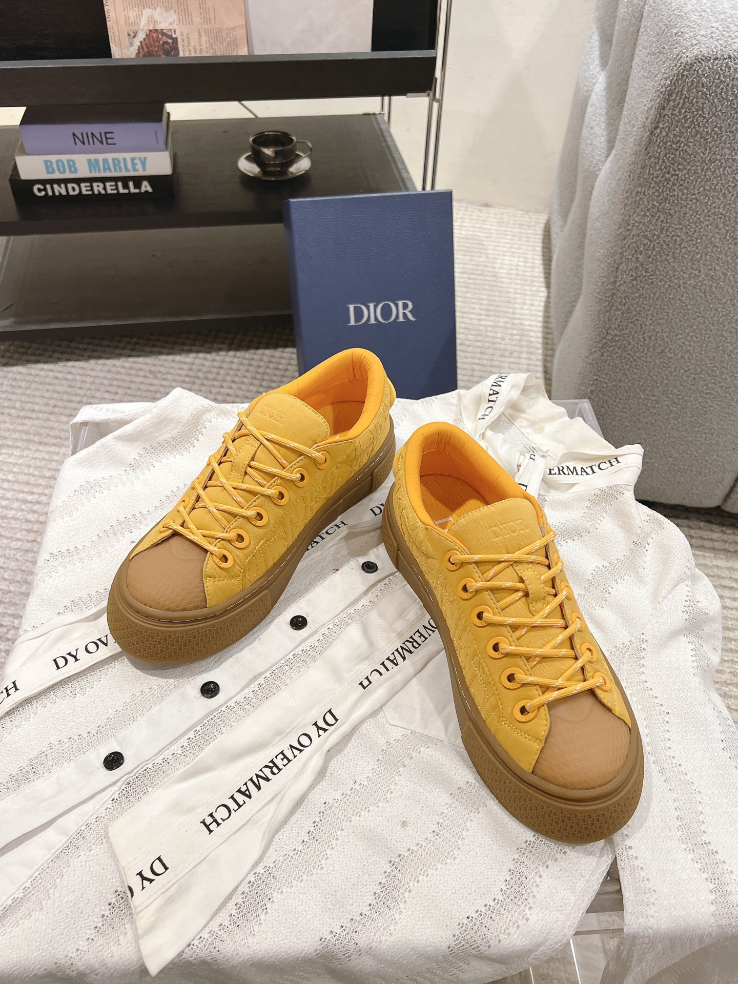 Dior B33 CD Diamond Low-Top Sneakers Yellow