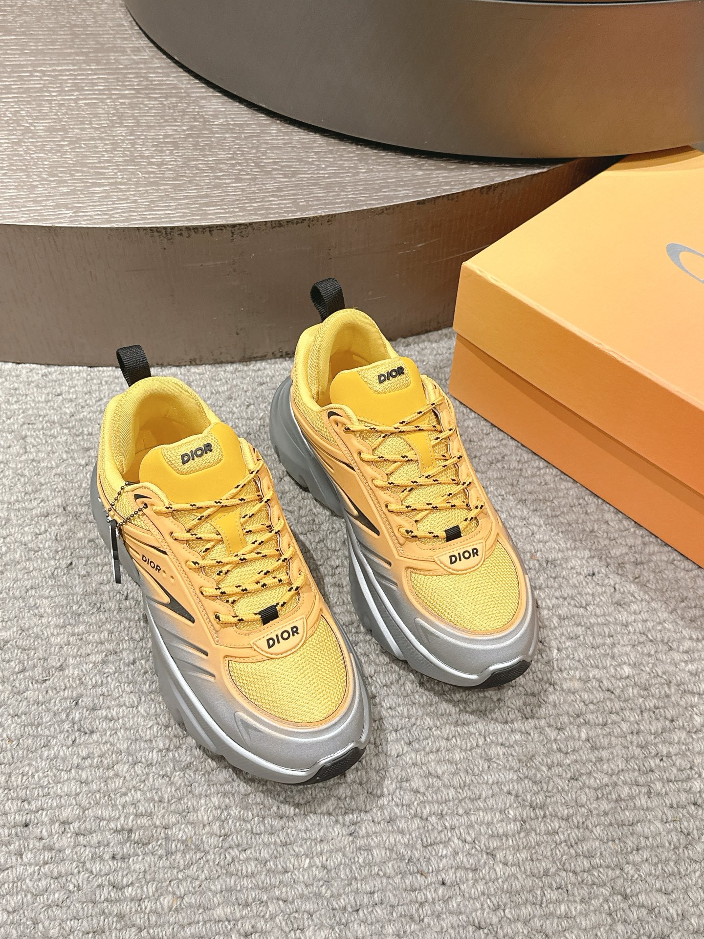 Dior B44 Gradient Mesh Dad Sneakers Yellow