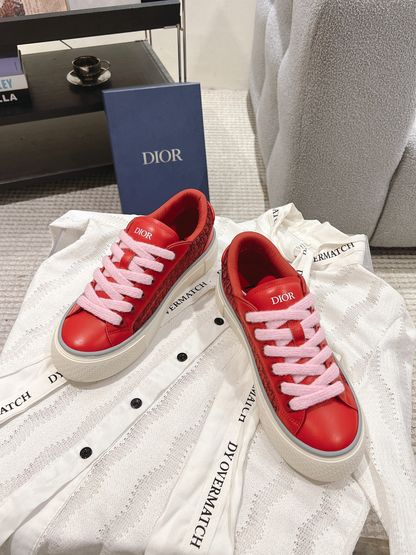 Dior B33 CD Diamond Skate Sneakers Red