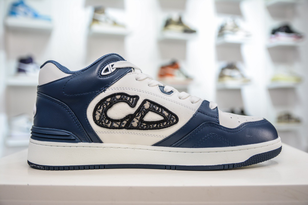 Dior B57 Mid-Top Sneakers Navy/White