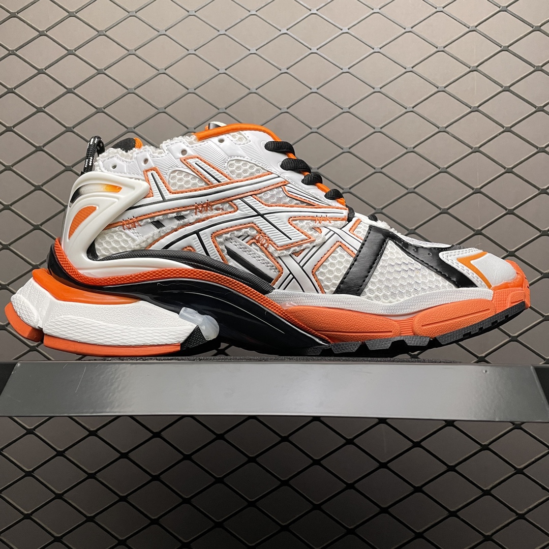 Balenciaga Runner Distressed Dad Sneakers White/Orange