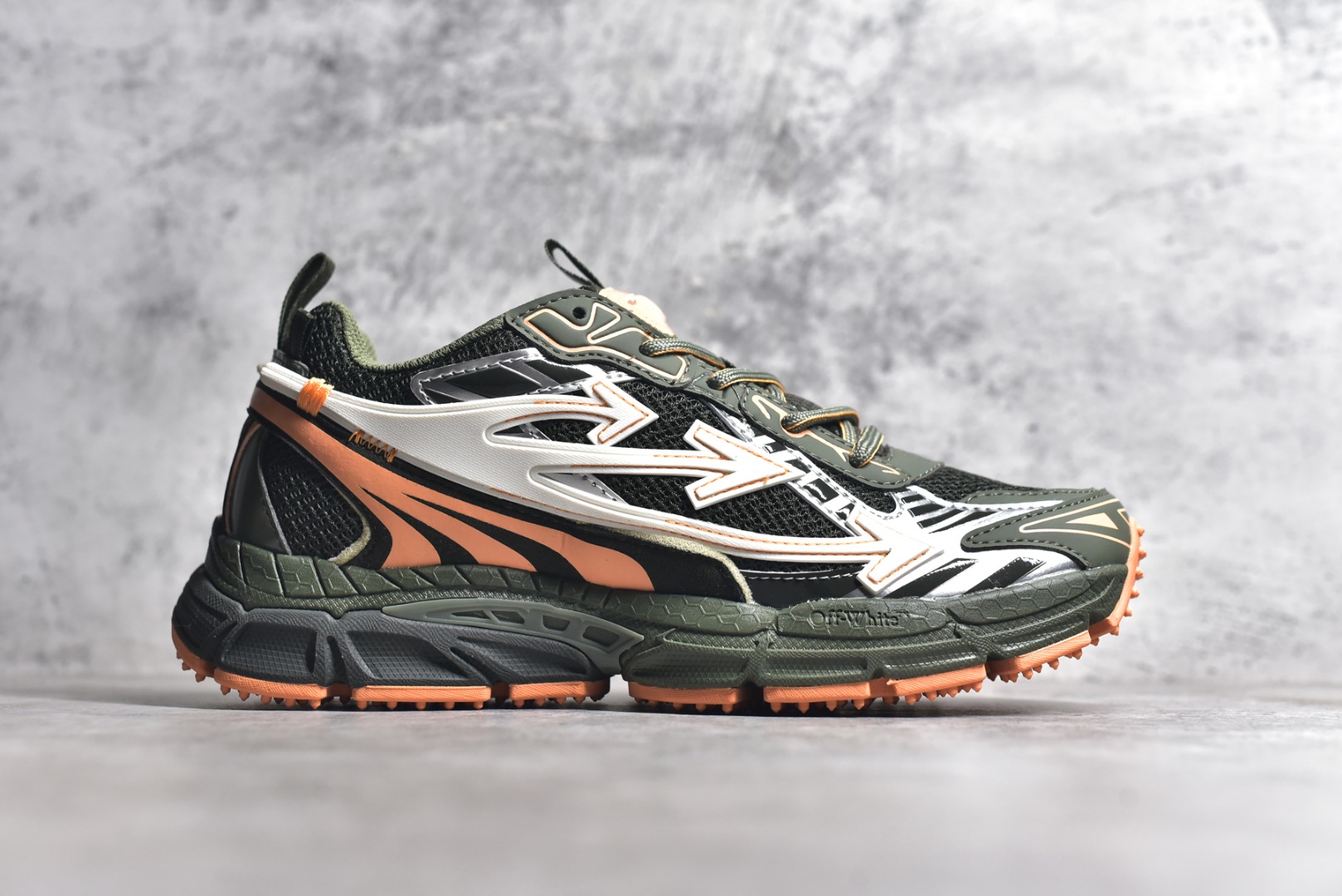 Off-White CO Virgil Abloh Retro Runner Sneakers Green