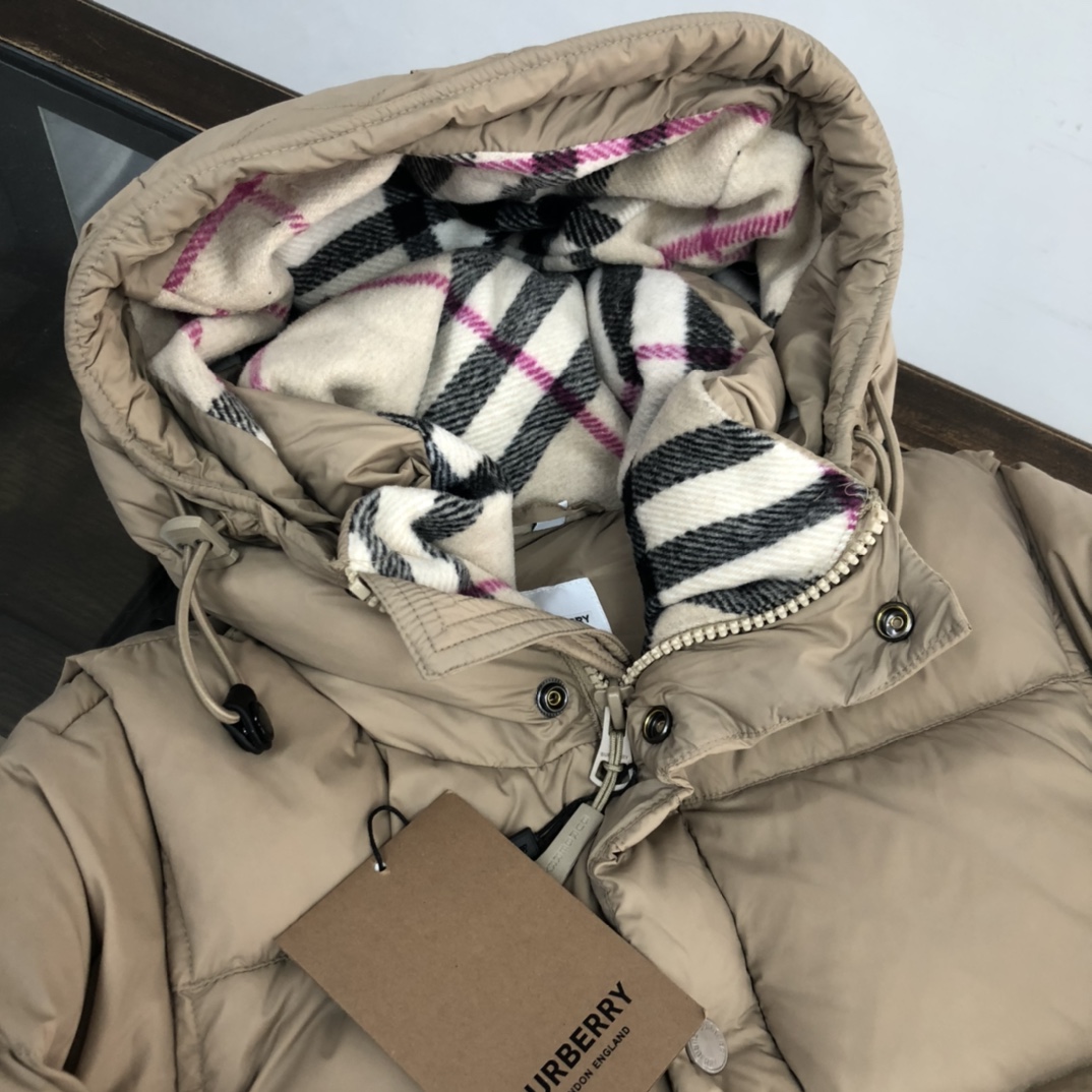 Burberry Hooded Down Jacket Khaki