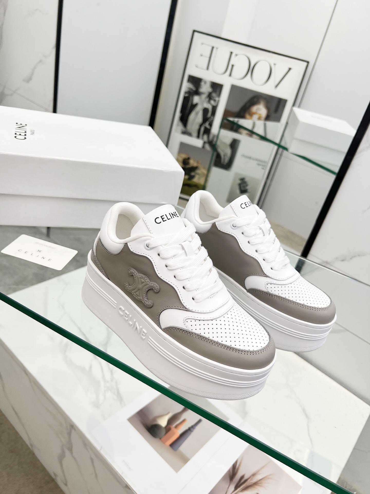 Celine Triomphe Wedge Sneakers Grey
