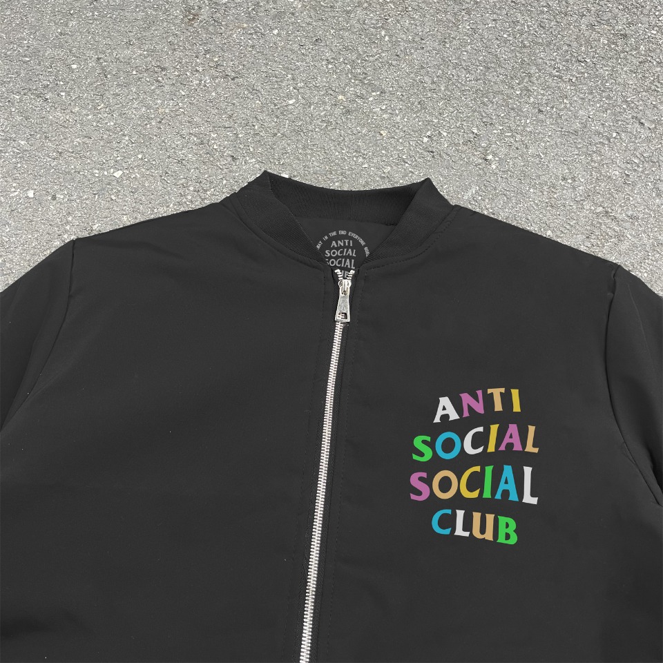 Anti Social Social Club Rainbow Logo Bomber Jacket Black