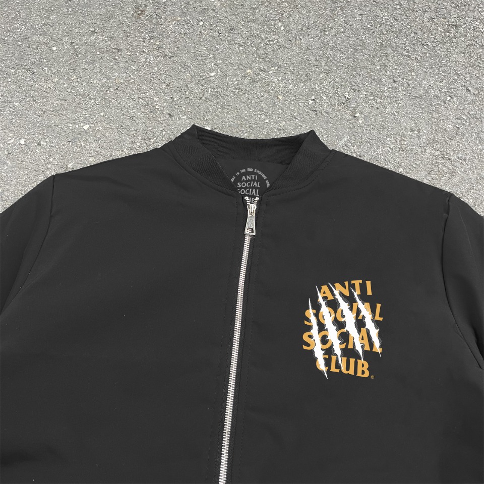 Anti Social Social Club Claw Print Puffer Bomber Jacket Black