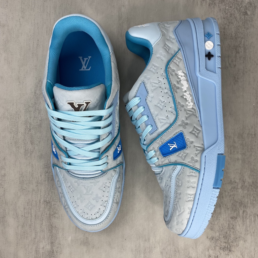 Louis Vuitton LV Trainer Leather Sneakers Blue