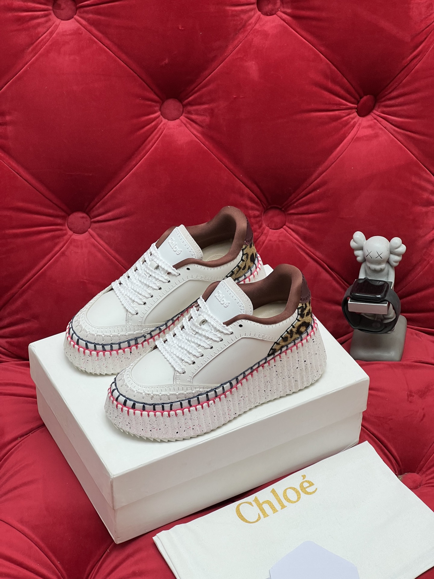 Chloe Leopard Platform Sneakers Multi