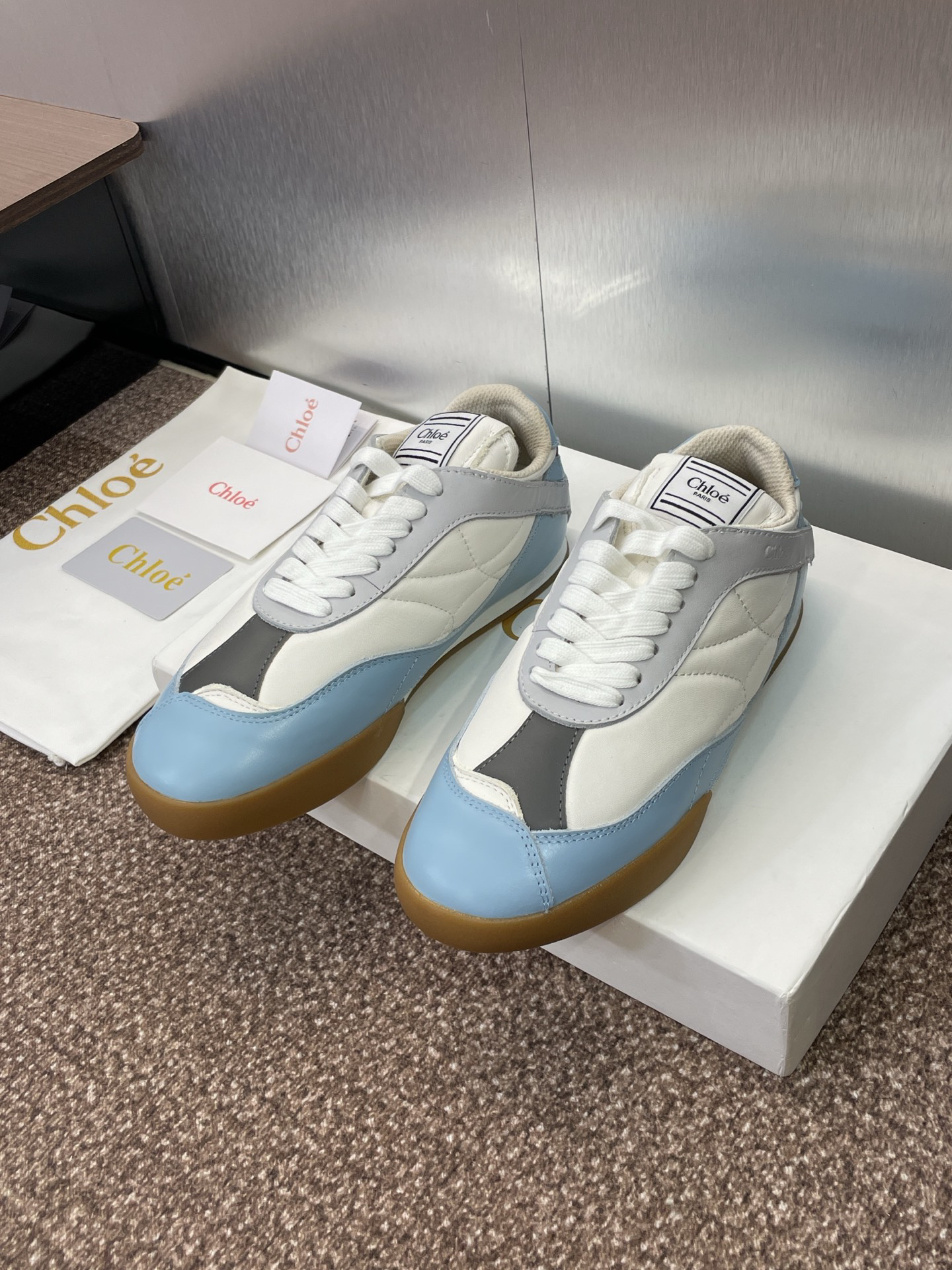Chloe Lace-Up Runner Sneakers Blue