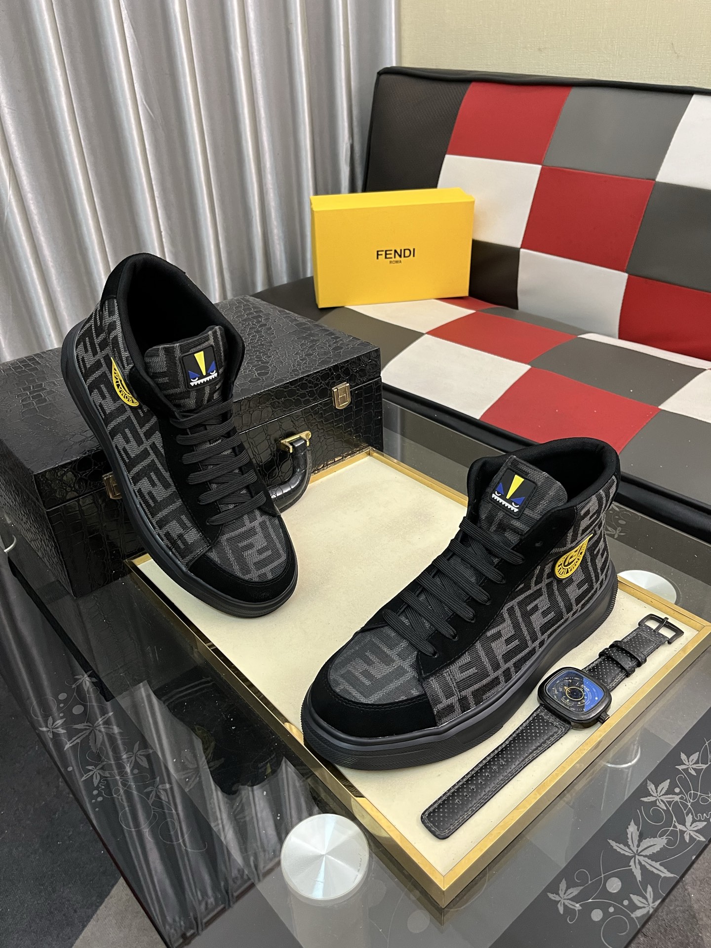 Fendi FF High-Top Sneakers Black