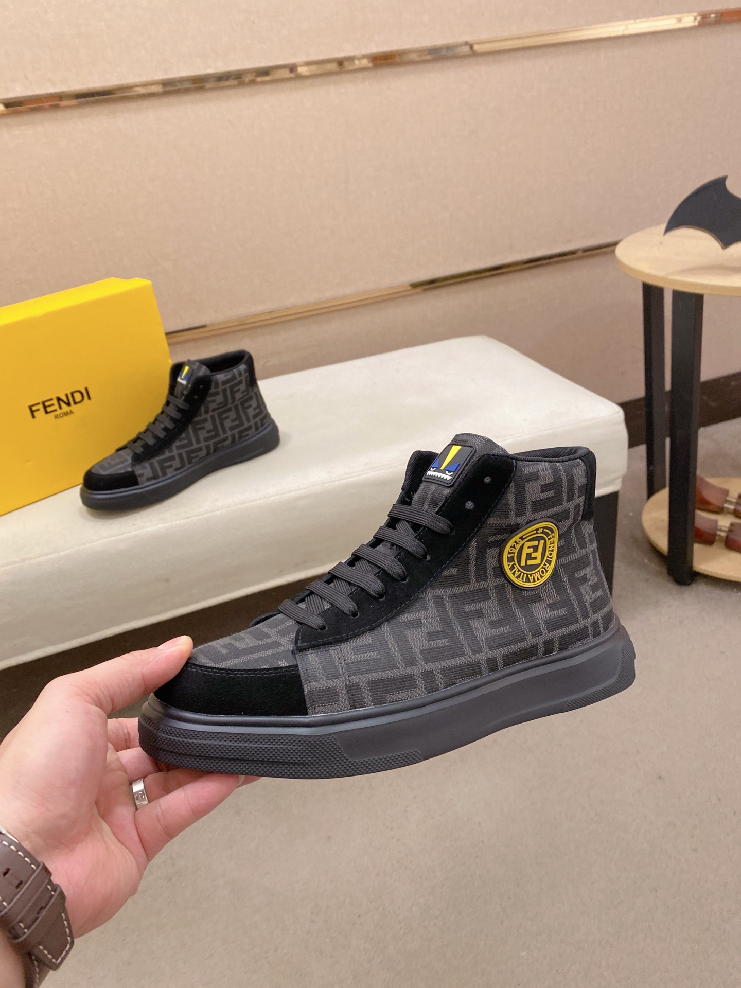 Fendi FF High-Top Sneakers Black/Gray