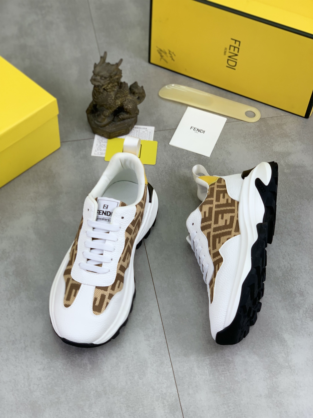 Fendi FF Chunky Sneakers White/Brown