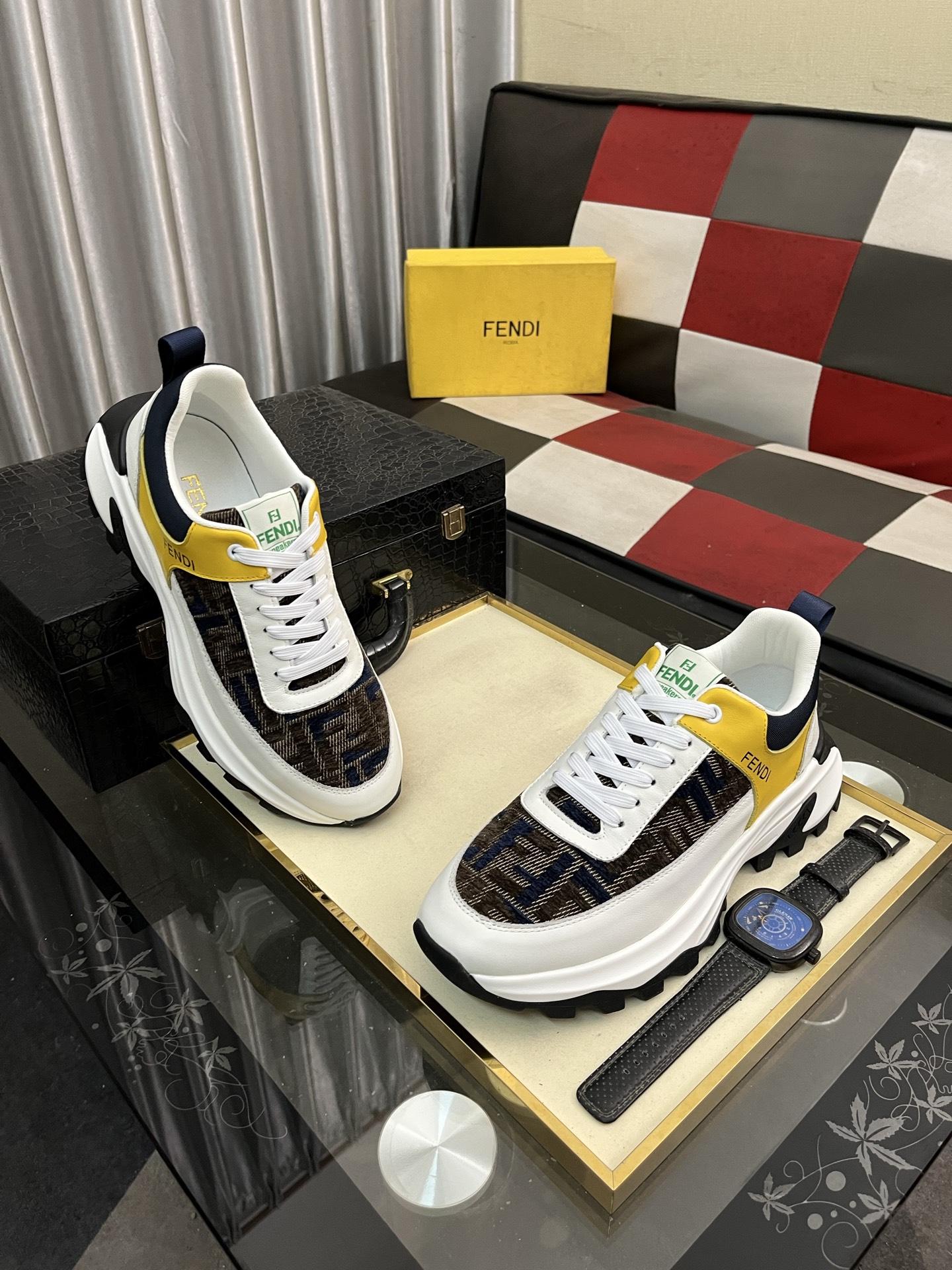 Fendi Leather Low-Top Sneakers Multicolor