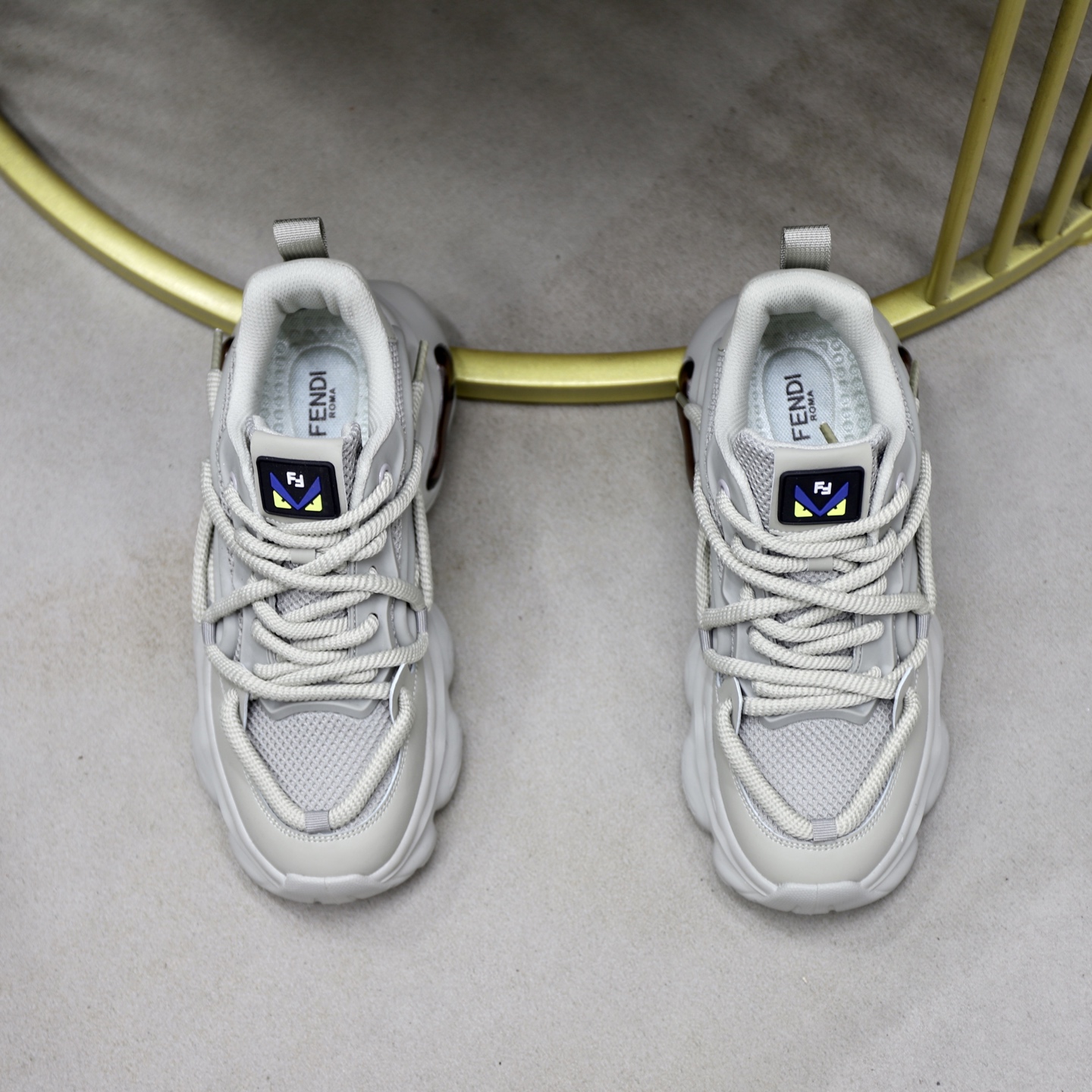 Fendi Breathable Mesh Chunky Sneakers Grey