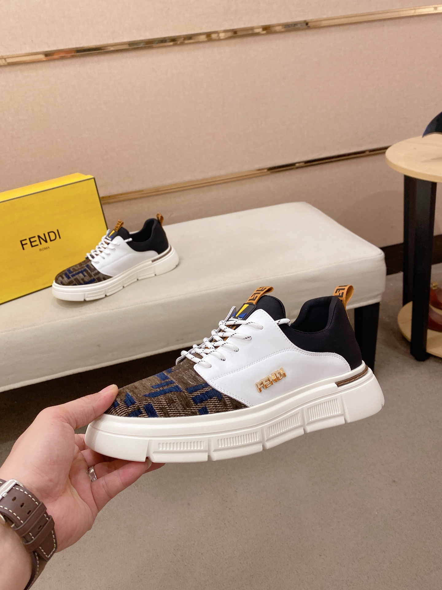 Fendi Leather Low-Top Sneakers Multi-color