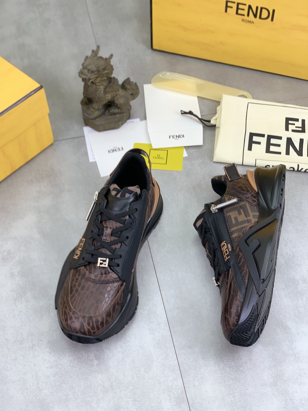 Fendi Flow Low-Top Sneakers Brown
