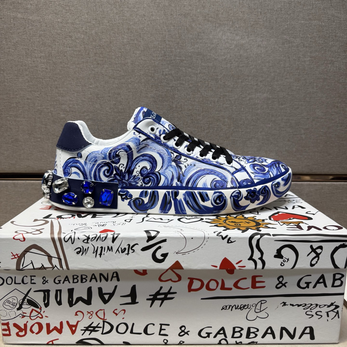 Dolce & Gabbana Baroque Low Sneakers Blue/White