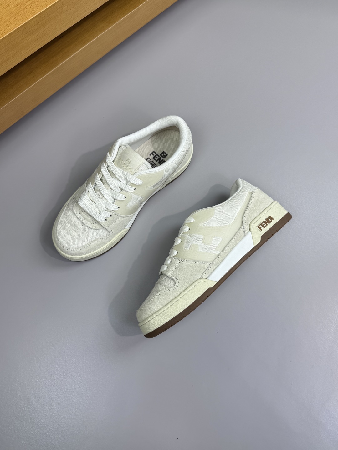 Fendi FF Canvas Suede Low-Top Sneakers White