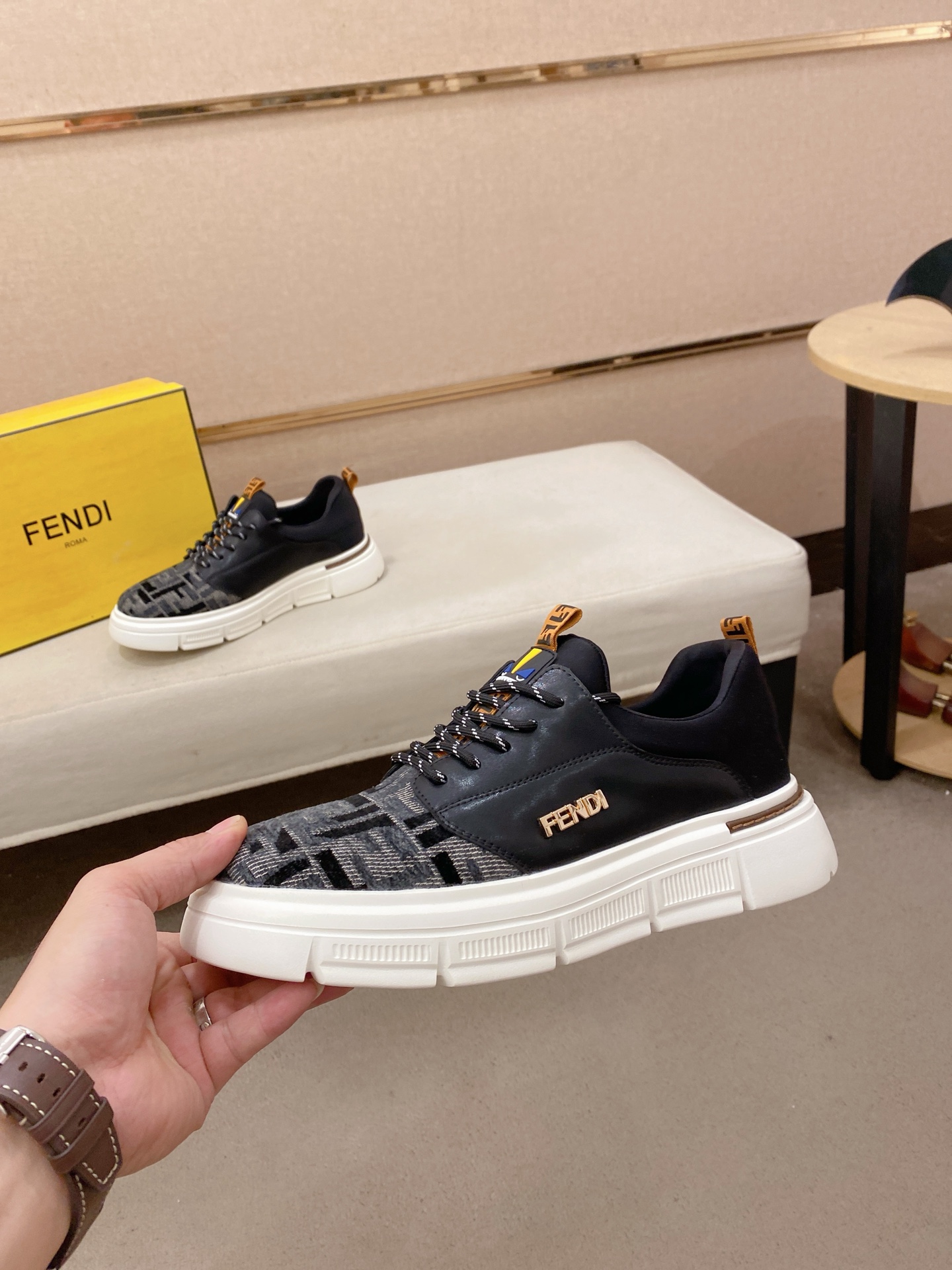 Fendi Logo Chunky Sneakers Black
