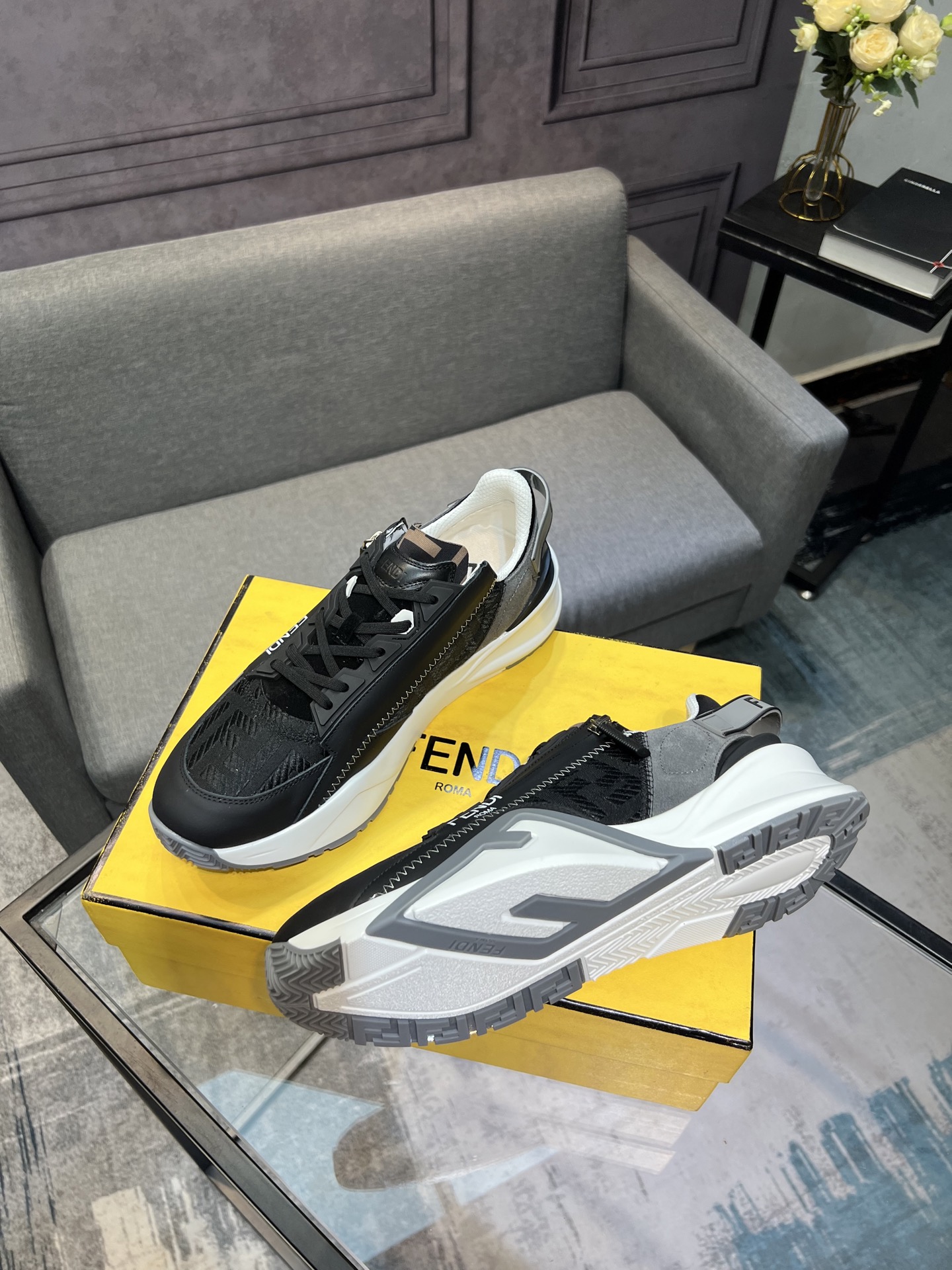 Fendi Flow Mesh Runner Sneakers Black