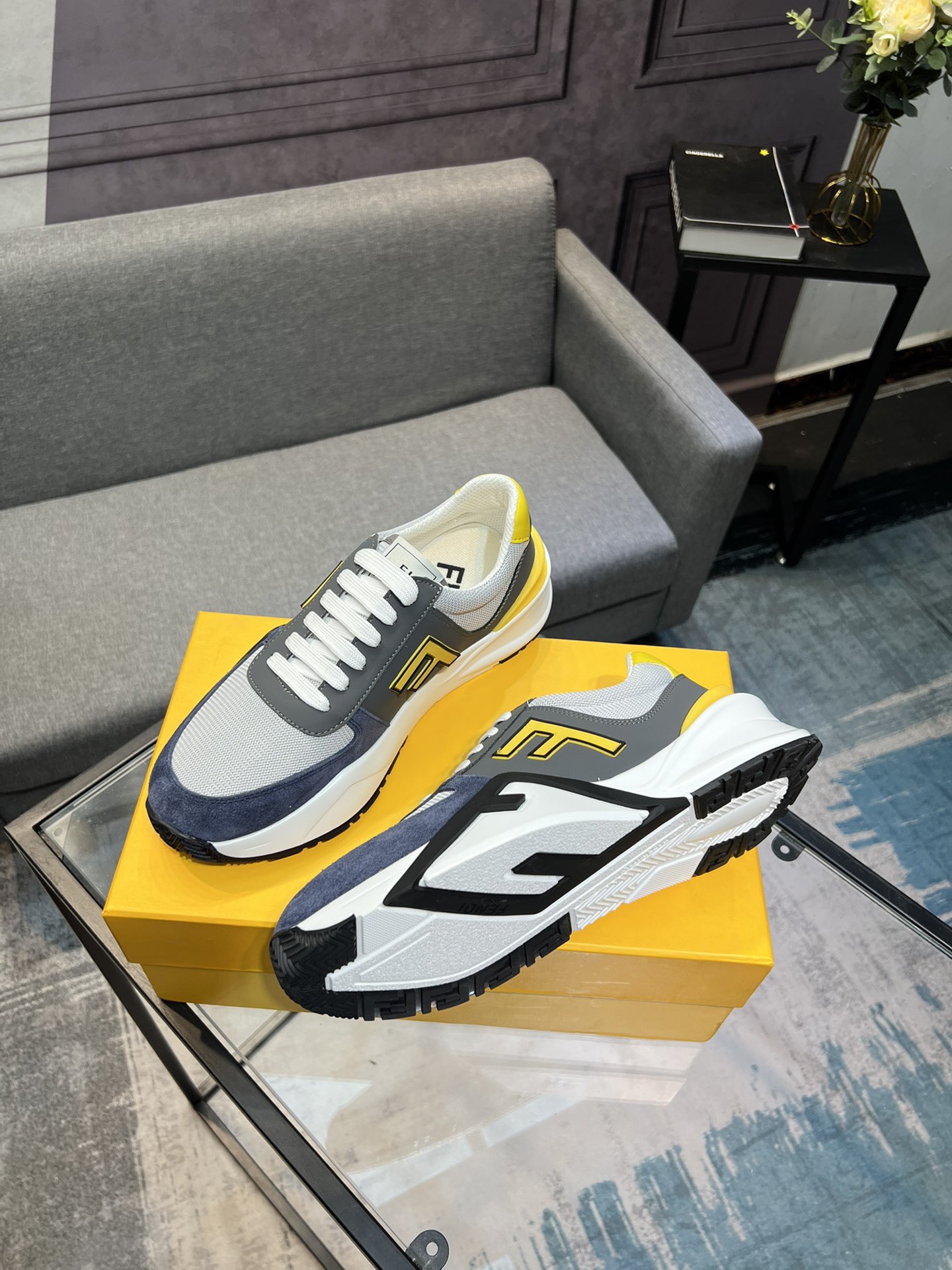 Fendi Mesh Runner Sneakers Grey