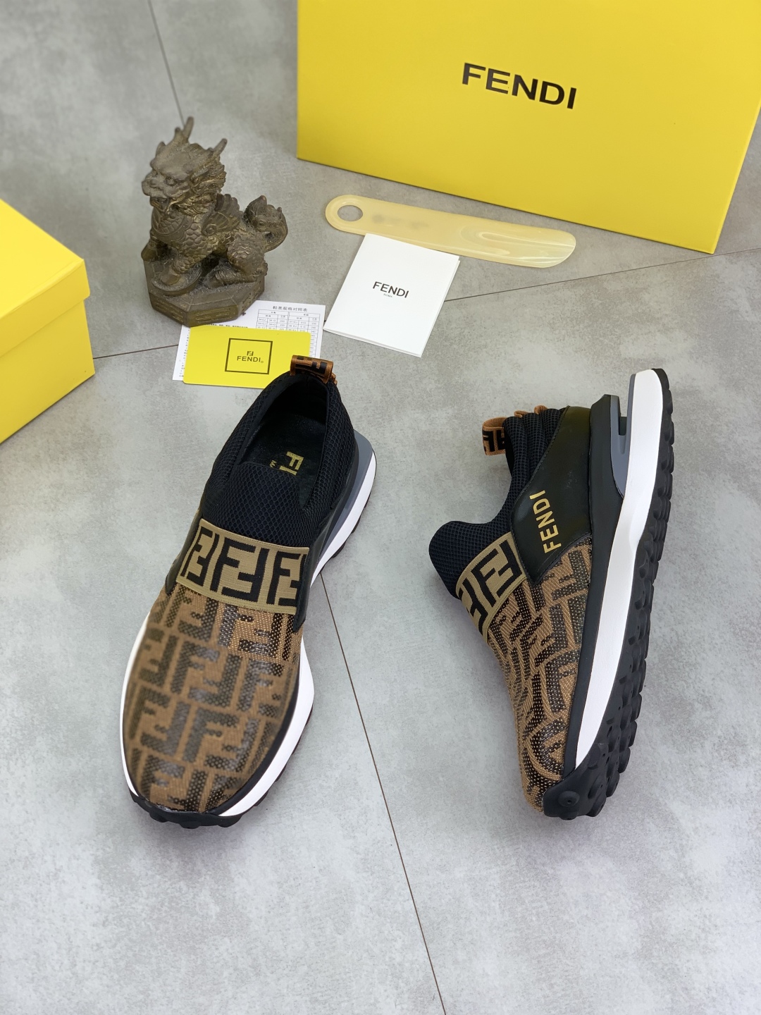 Fendi FF Slip-On Driving Sneakers Brown/Black