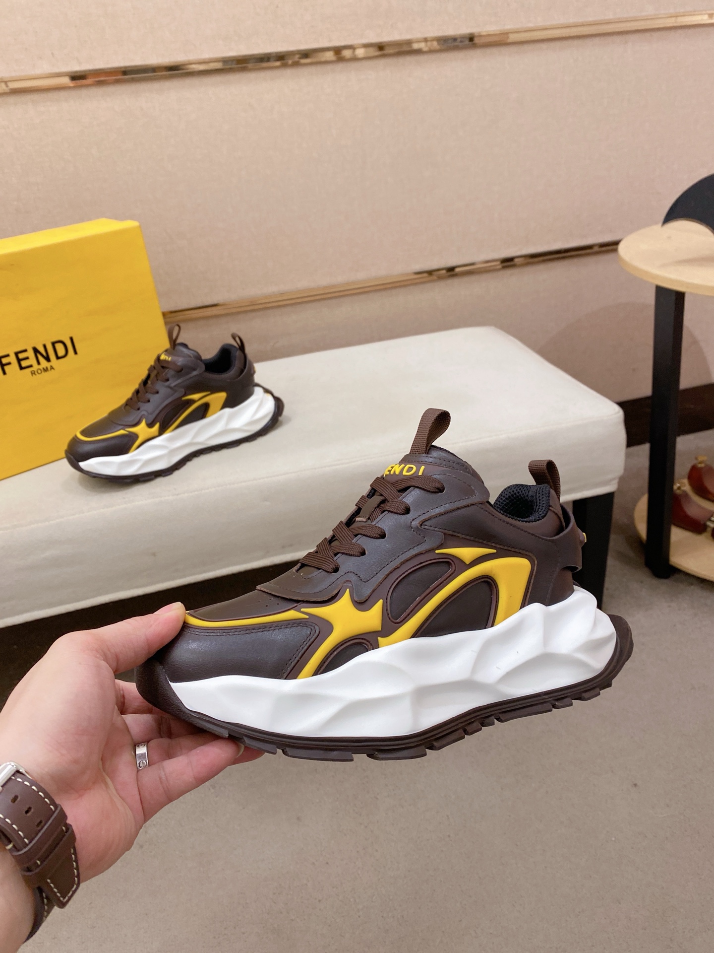 Fendi Flow Chunky Sneakers Brown/Yellow