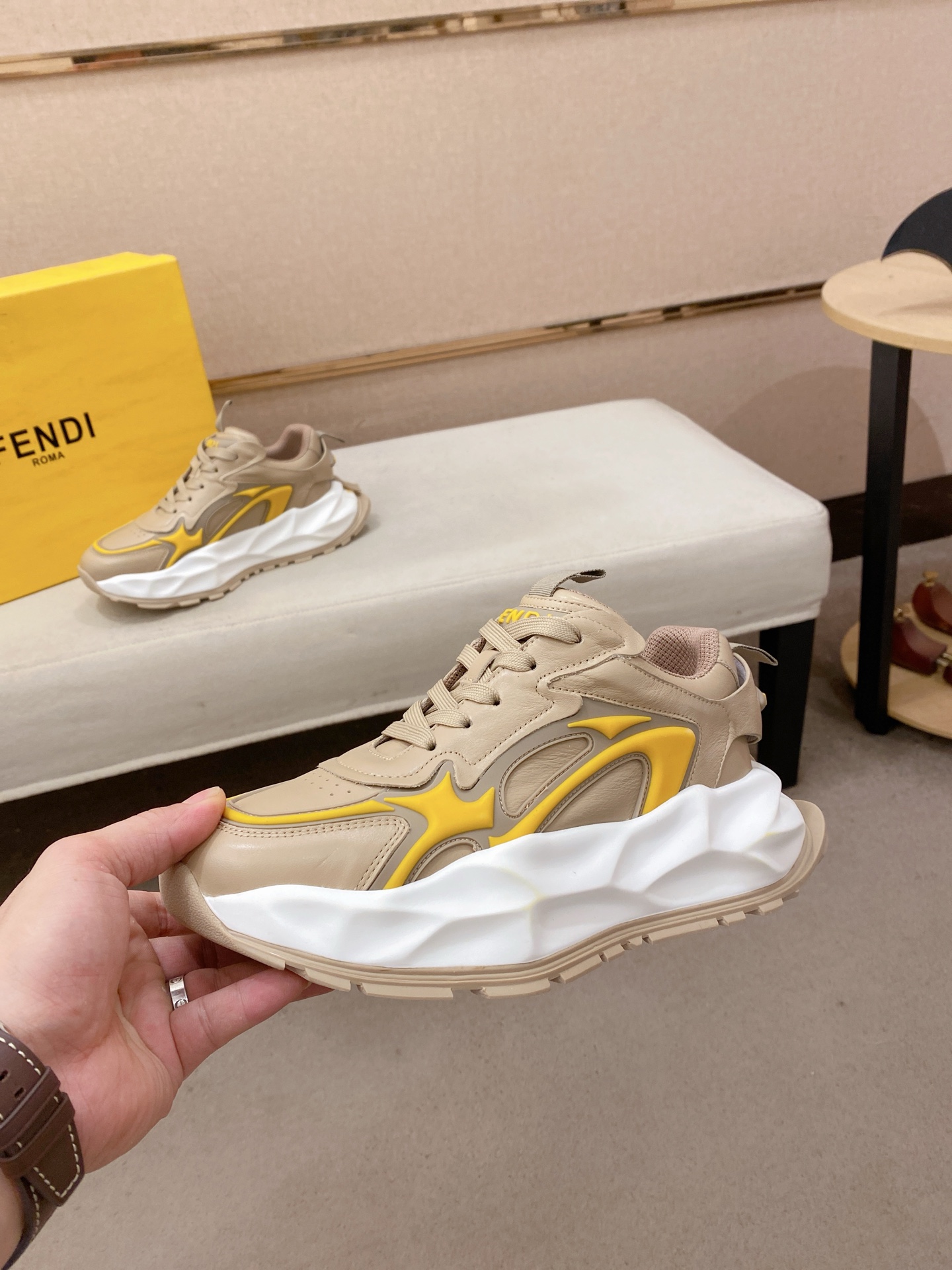 Fendi Flow Chunky Sneakers Beige/Yellow