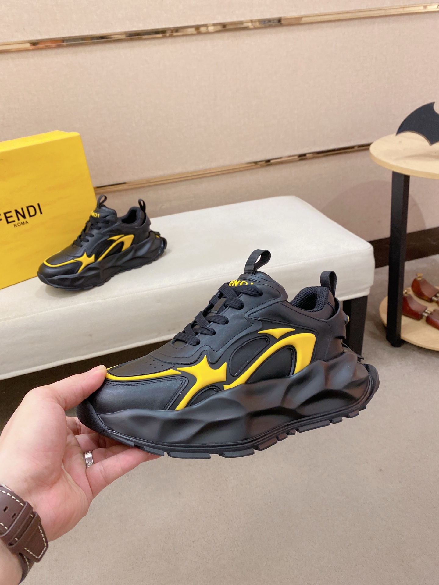 Fendi Flow Chunky Sneakers Black/Yellow