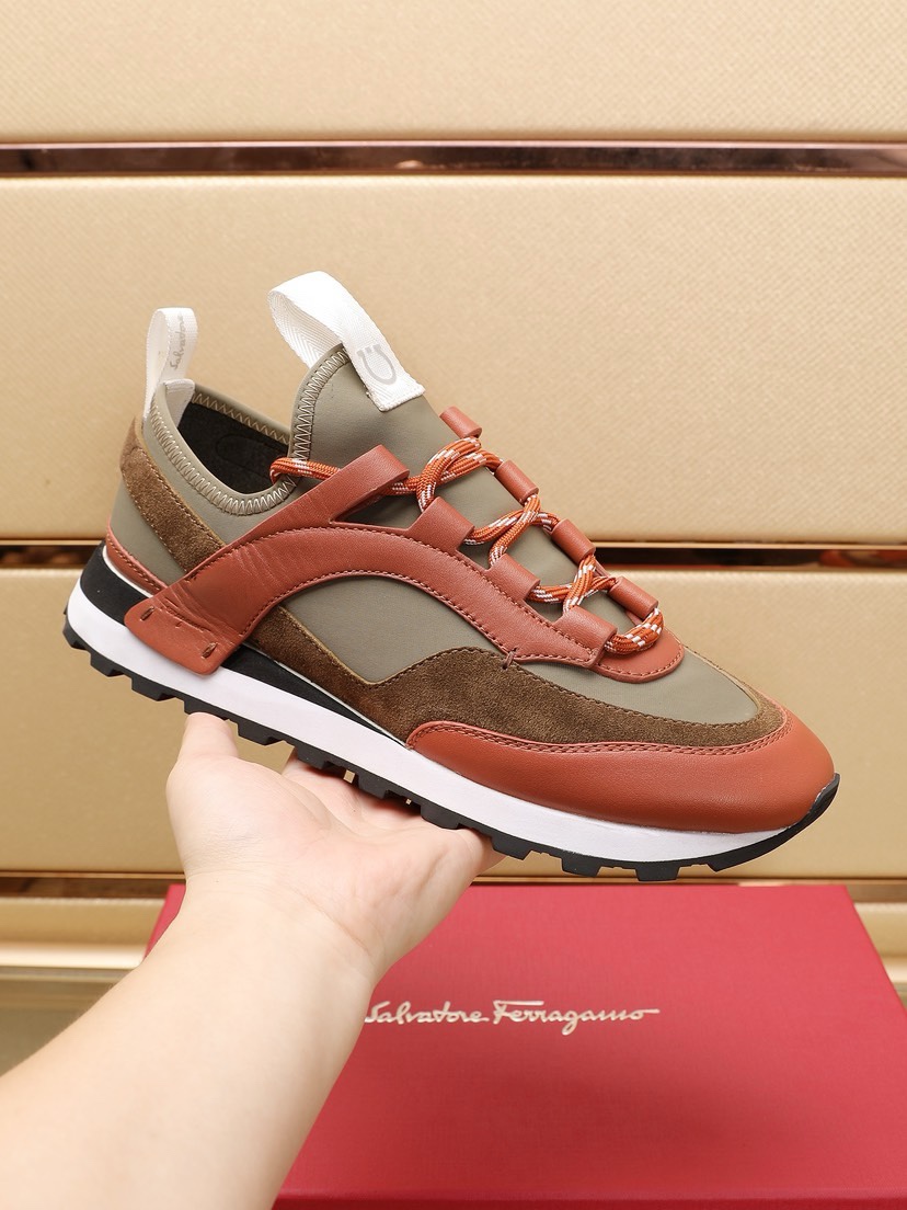 Ferragamo Leather Runner Sneakers Multi-Color
